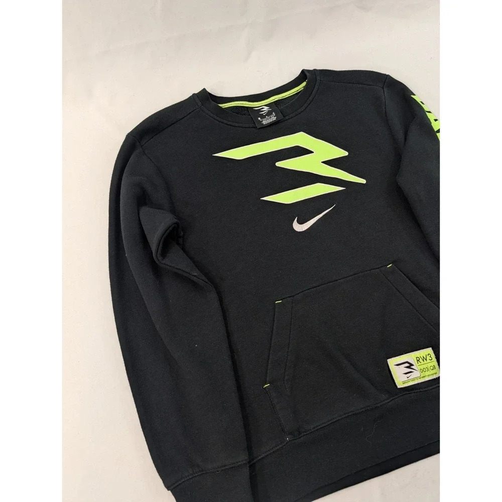 Nike Russell‎ Wilson 3BRAND Crew Youth Large 12-13 Yrs Black Graphic Sweatshirt